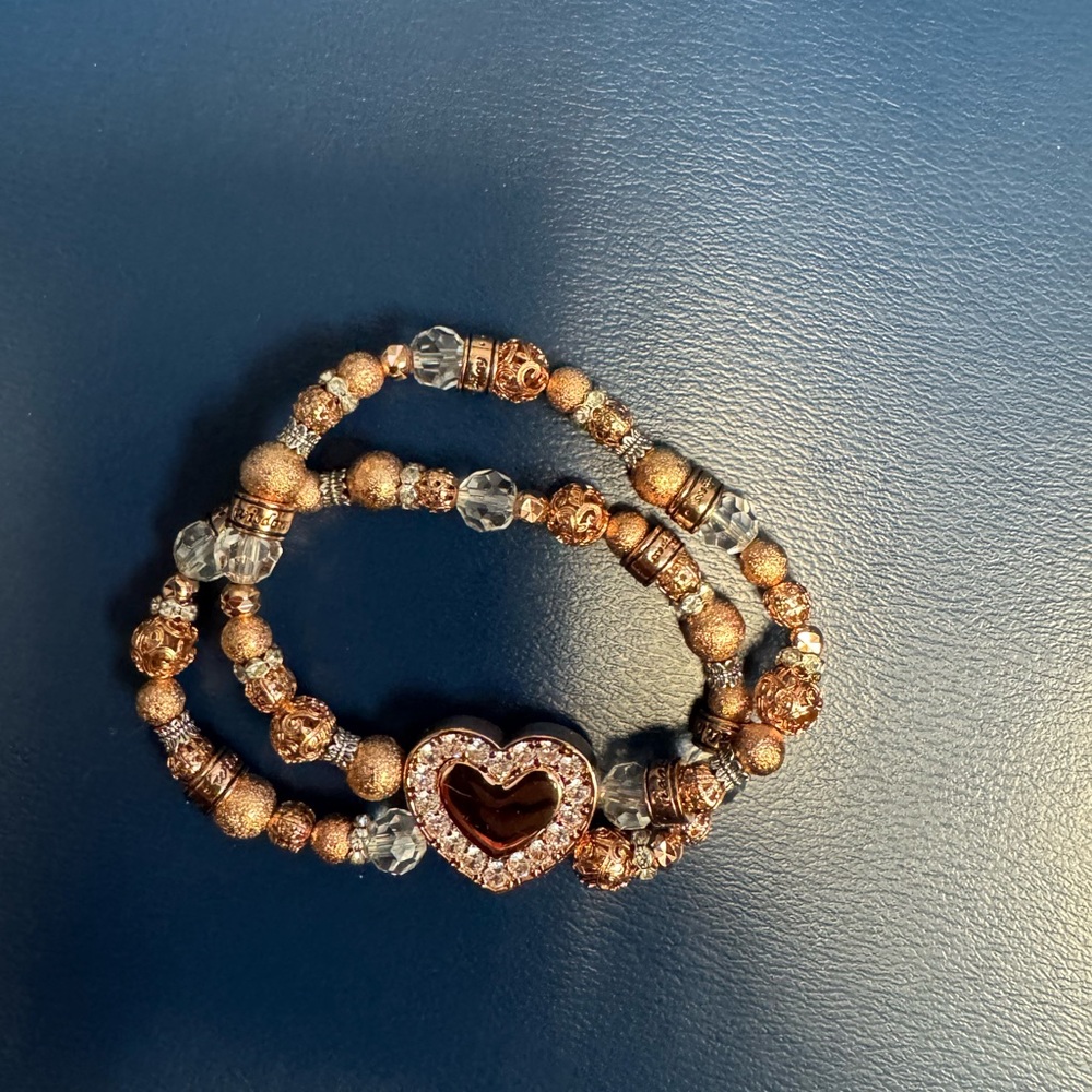 Rose Gold Heart Charm Bracelet